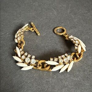 Gold and Cream Leaf Design Bracelet, Fashion Jewelry